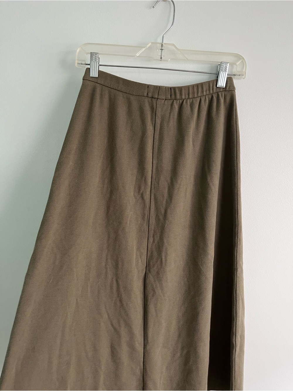 Y2K Vintage Olive Green Gorpcore Lands’ End Soft Cotton Midi Skirt Size S - Picture 3 of 10